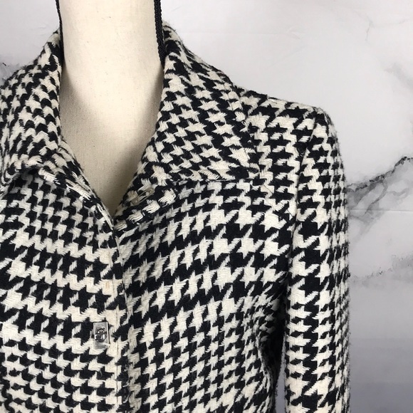 TOMMY HILFIGER black & white houndstooth coat - Picture 2 of 7